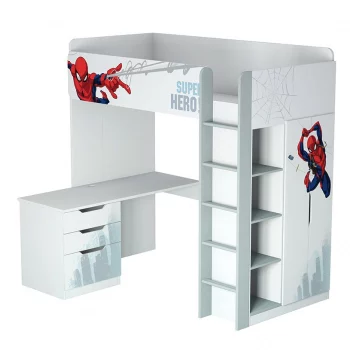 Подростковая кровать Polini kids чердак Marvel 4355 Человек паук с письменным столом и шкафом(kids чердак Marvel 4355 Человек паук с письменным столом и шкафом)